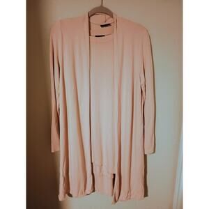 J. Jill Wearever Collection Pink Tank & Ribbed Open Front Long Knit Cardigan 1X